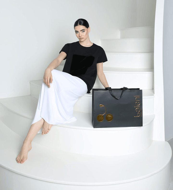 Cotton elastane T-shirt with soft silk velvet - Baleni