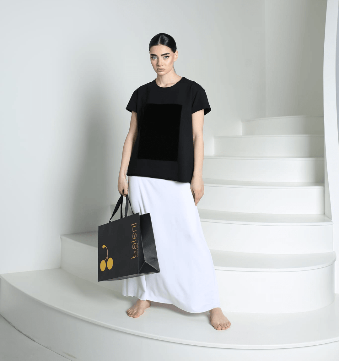 Cotton elastane T-shirt with soft silk velvet - Baleni