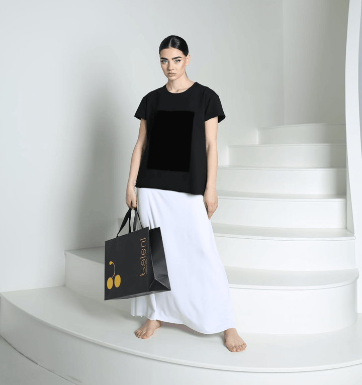 Cotton elastane T-shirt with soft silk velvet - Baleni