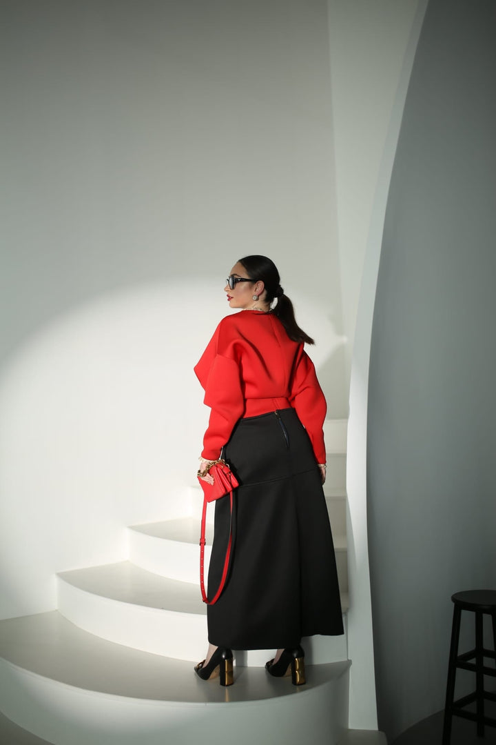 Two Coloured Space Cotton A-Line Skirt