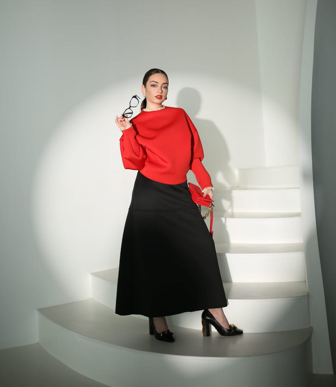 Pleated Trim Light Space Cotton Blouse