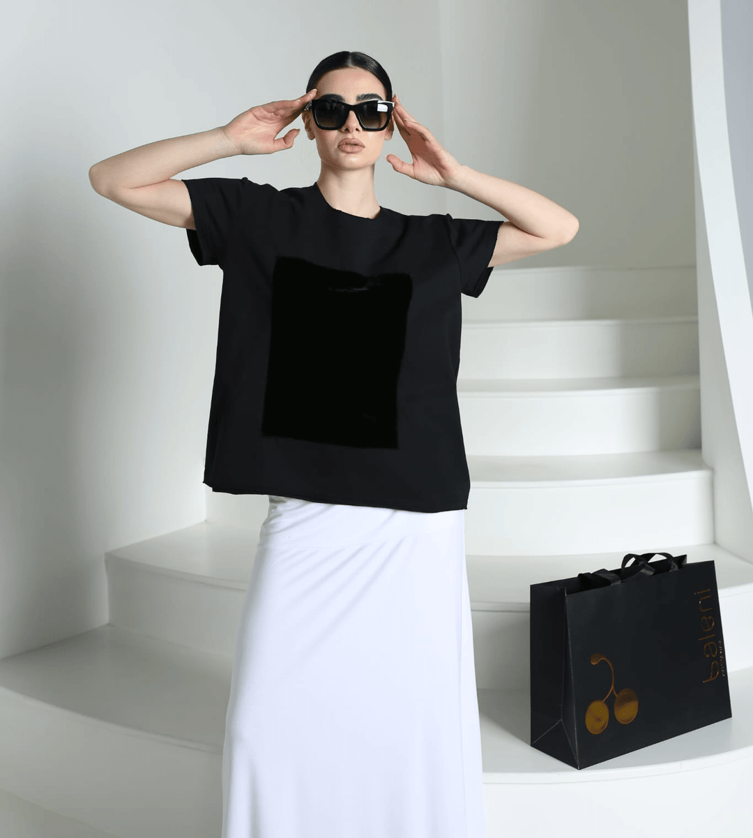 Cotton elastane T-shirt with soft silk velvet - Baleni