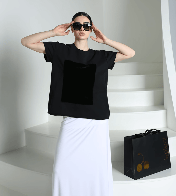 Cotton elastane T-shirt with soft silk velvet - Baleni