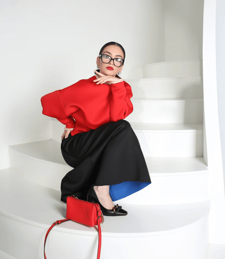 Two Coloured Space Cotton A-Line Skirt