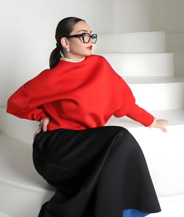 Pleated Trim Light Space Cotton Blouse