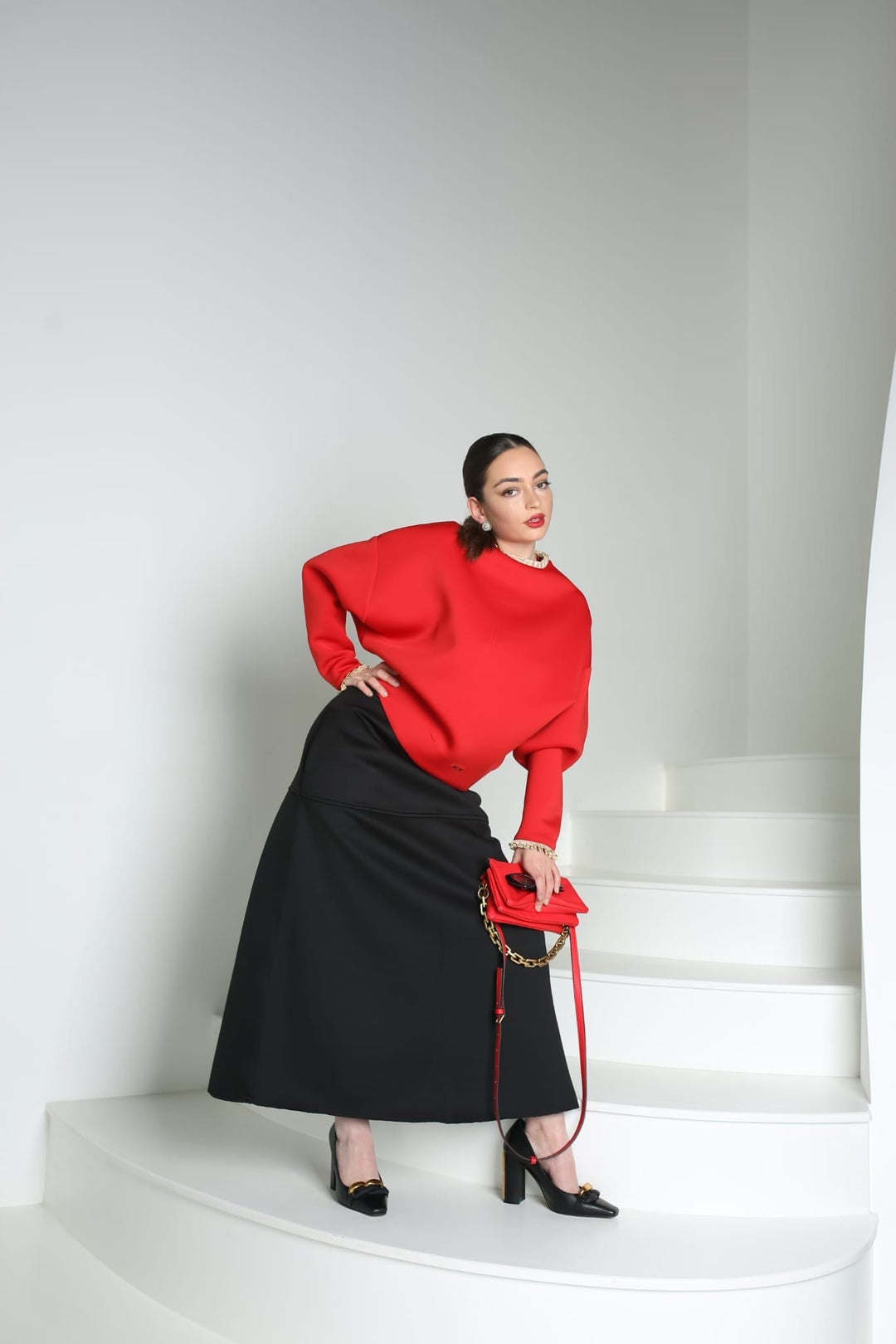 Two Coloured Space Cotton A-Line Skirt