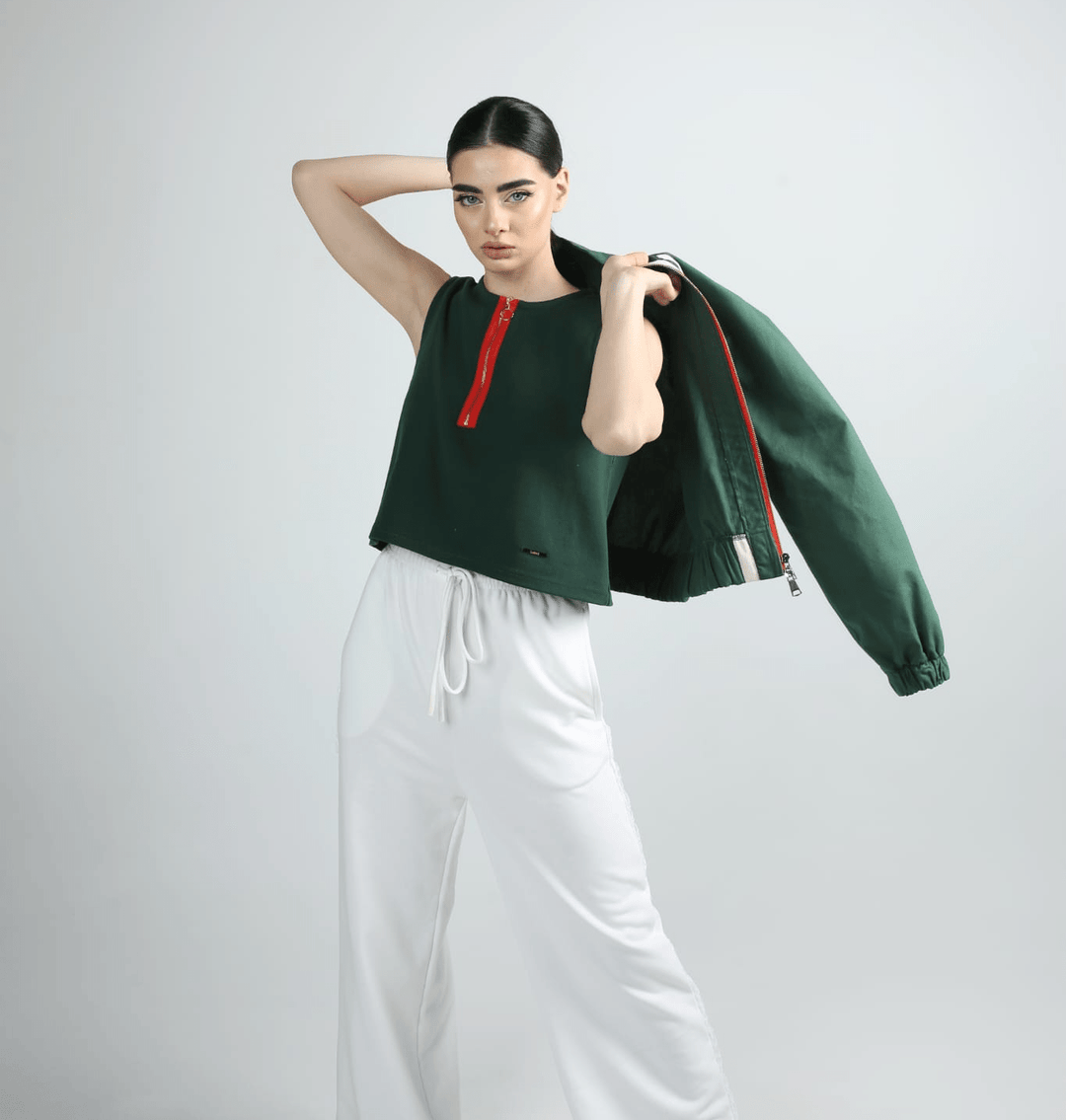 Cotton rib top with zipper - Baleni