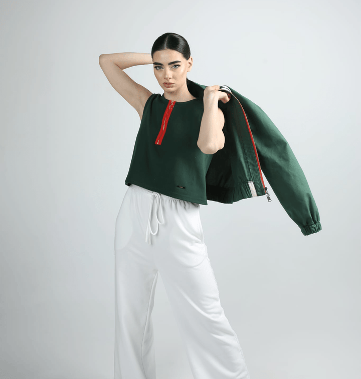 Cotton rib top with zipper - Baleni