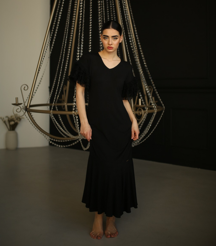 V-Neck Bamboo Spandex Maxi Dress