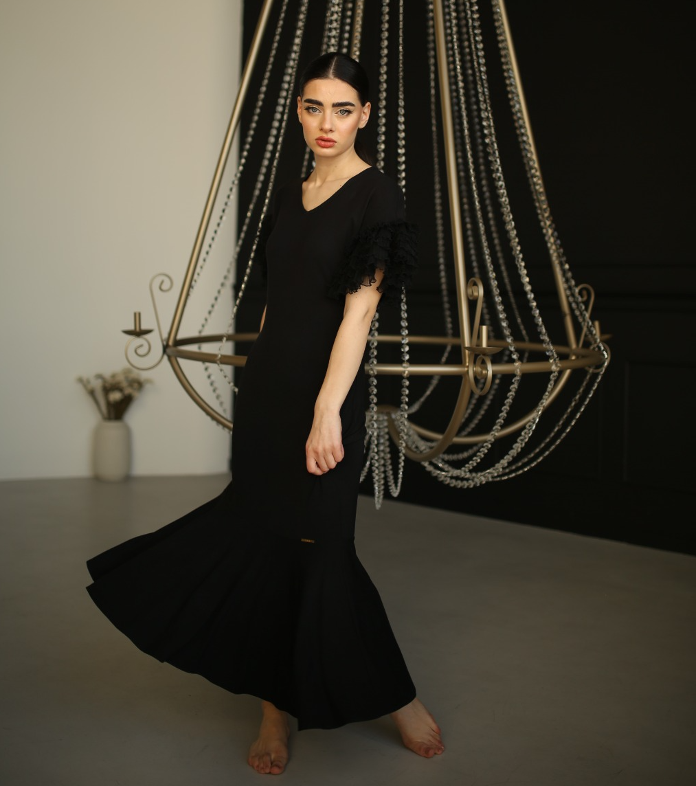 V-Neck Bamboo Spandex Maxi Dress
