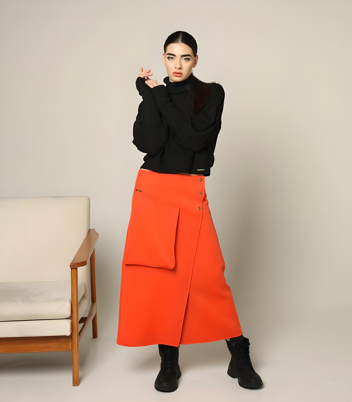 A-Line Space Cotton Woven Skirt