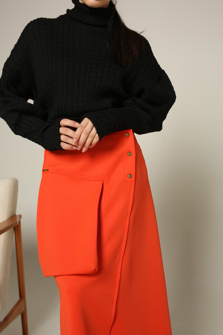 A-Line Space Cotton Woven Skirt