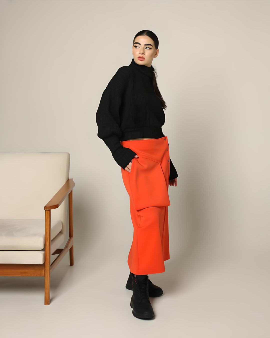 A-Line Space Cotton Woven Skirt