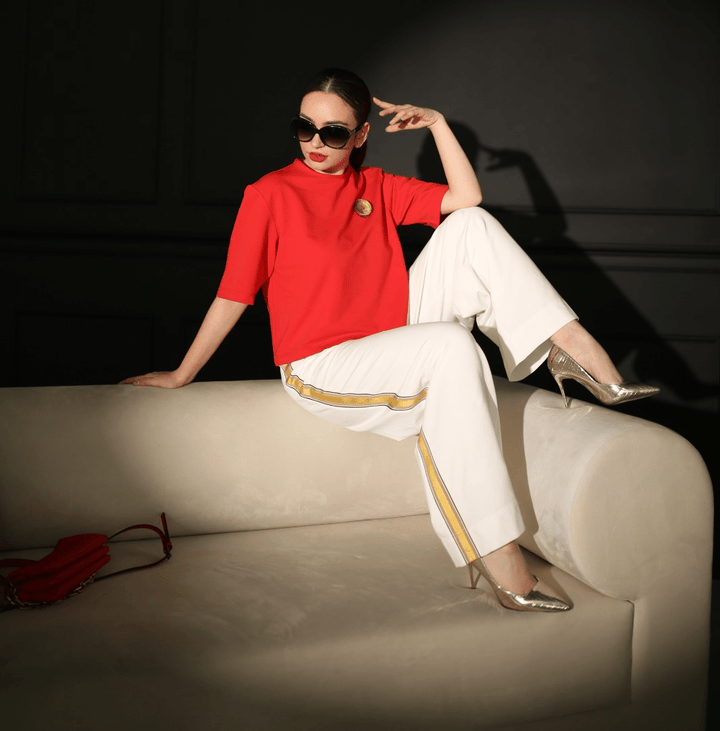 Wide-Leg French Terry Cotton Elastane Pants