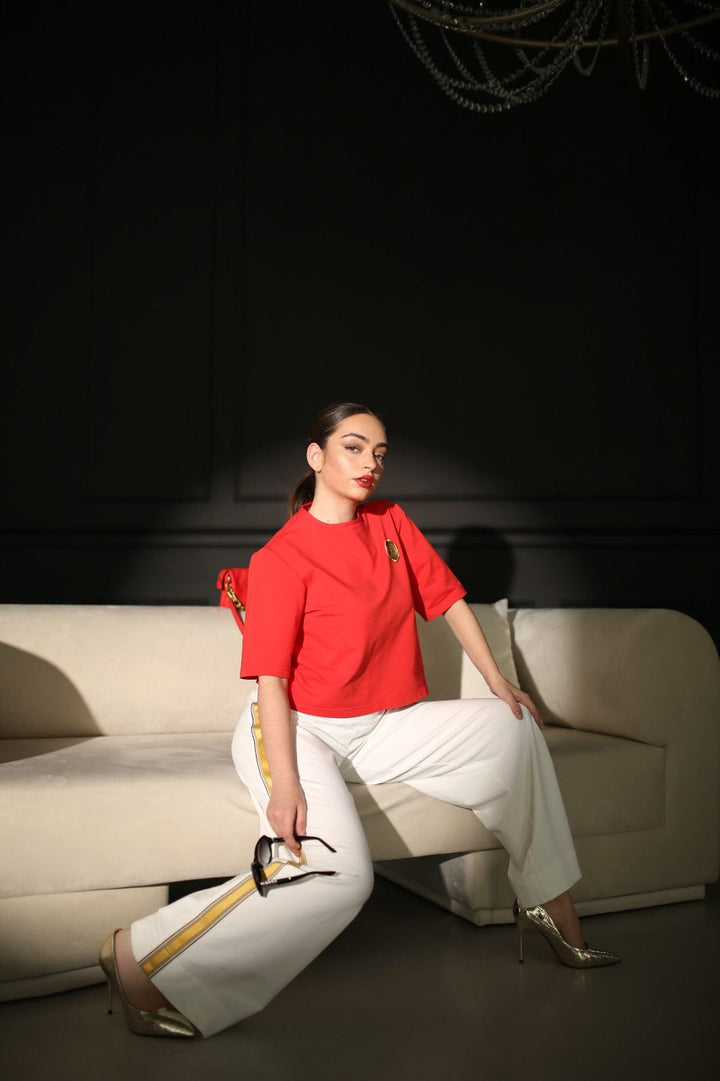 Wide-Leg French Terry Cotton Elastane Pants