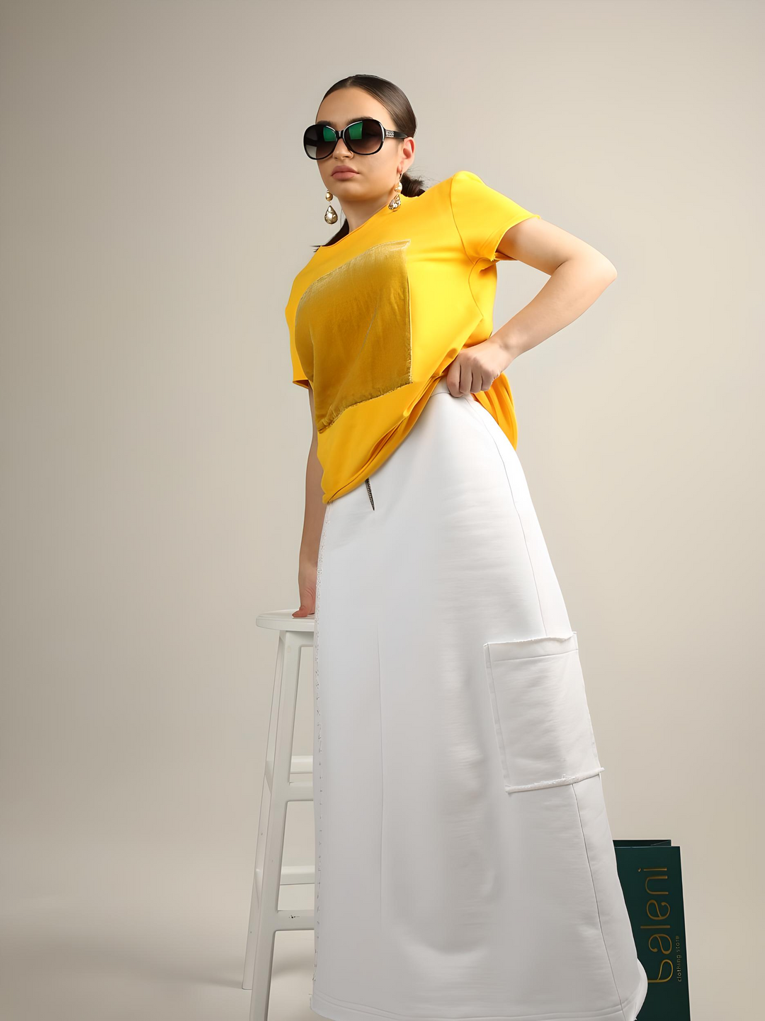 Chamomile Trim Cotton Heavy A-Line Skirt