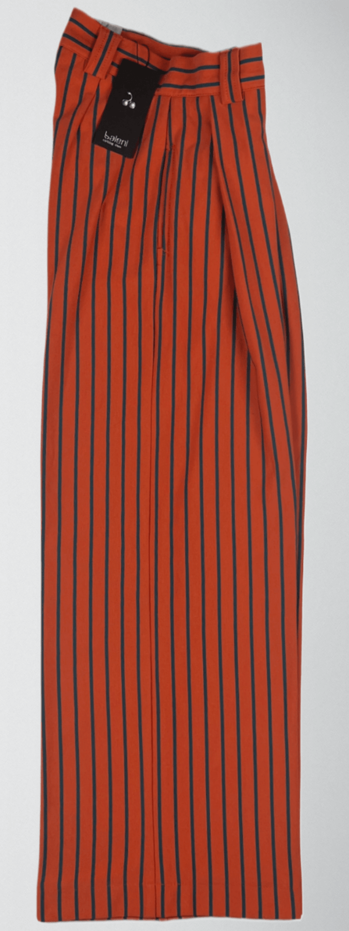 Wide-Leg Striped Cotton Trousers