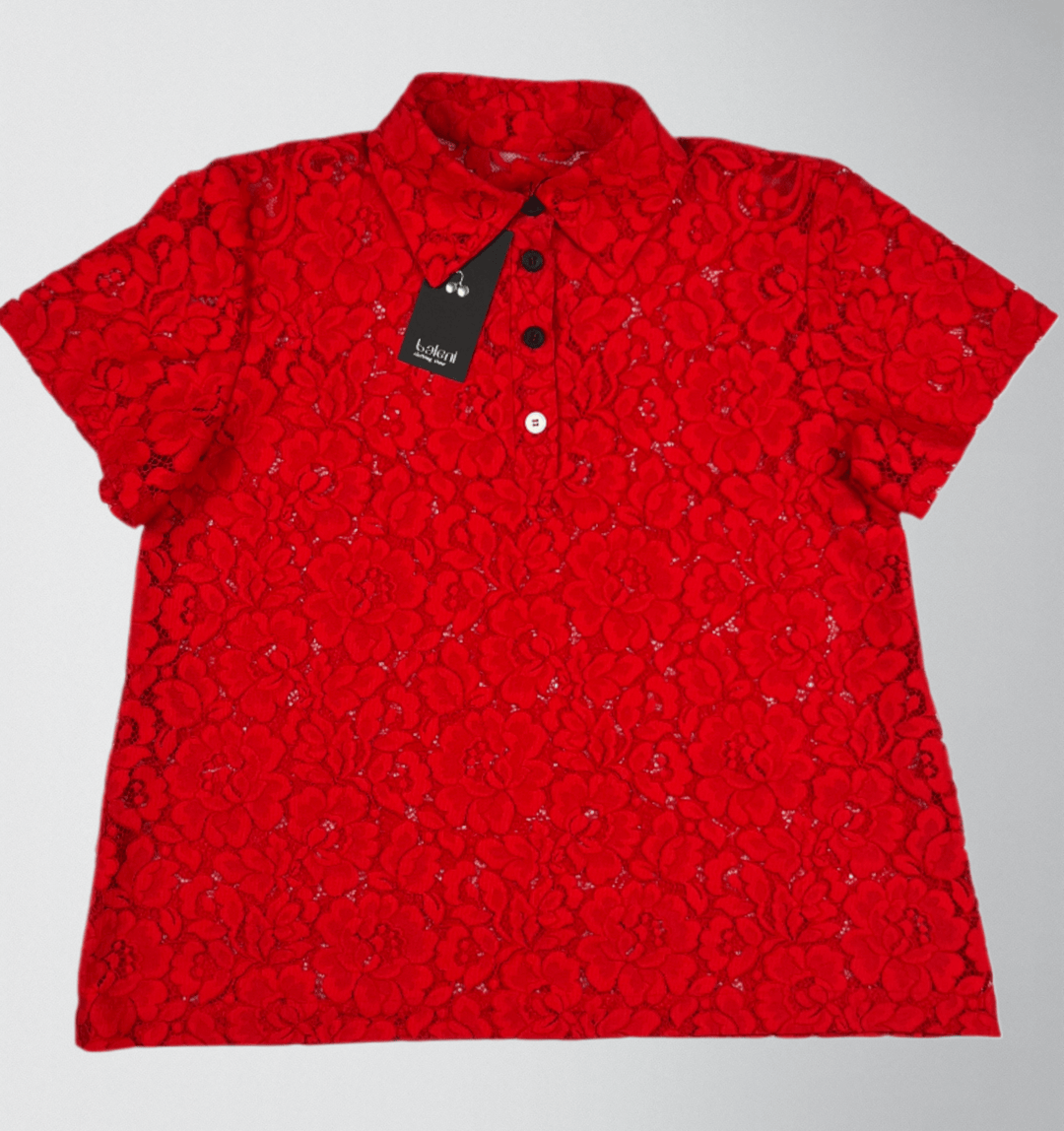 Floral Lace Polo Blouse