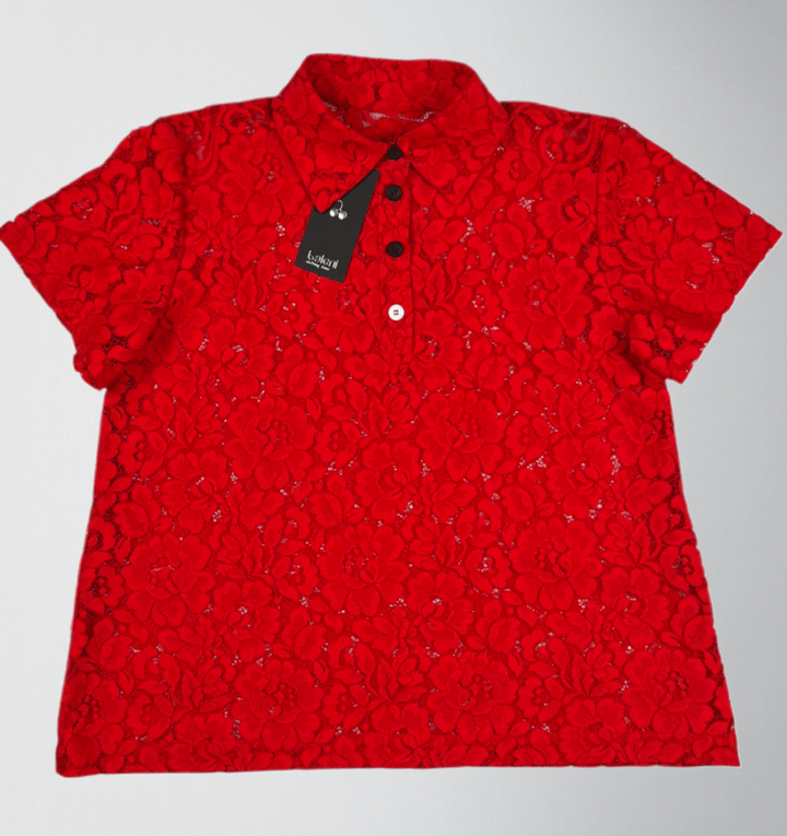 Floral Lace Polo Blouse