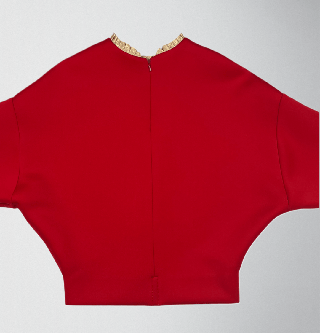 Pleated Trim Light Space Cotton Blouse