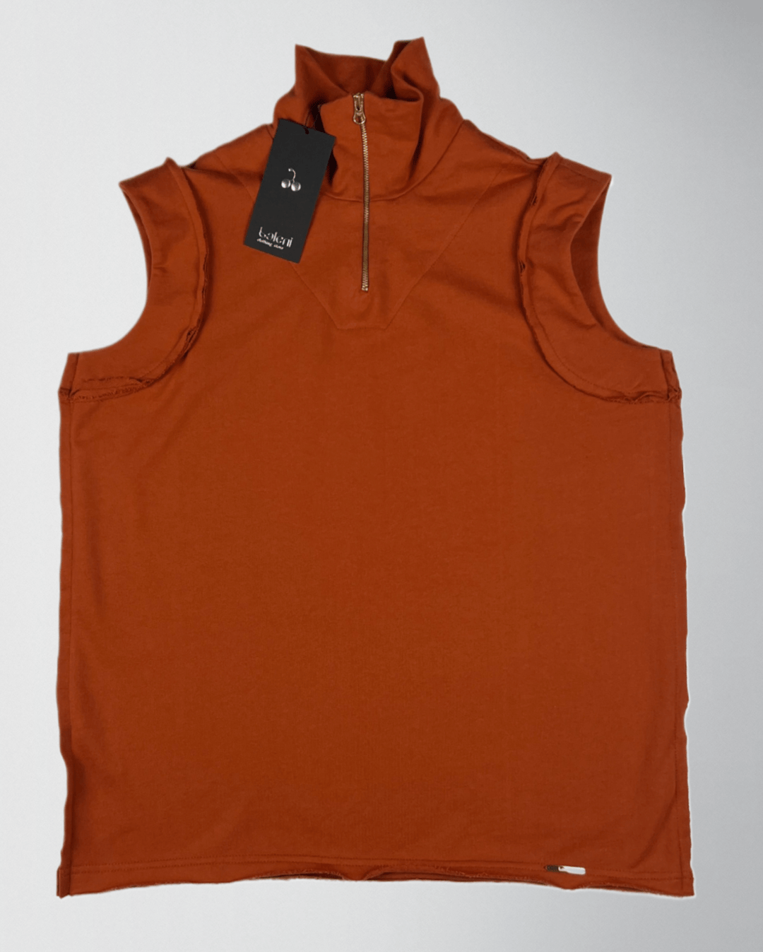 Organic Cotton Mock-Neck Sleeveless Top