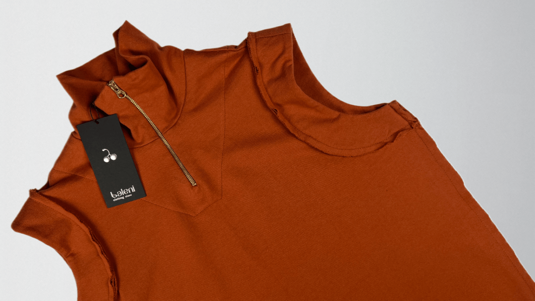 Organic Cotton Mock-Neck Sleeveless Top