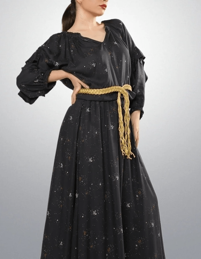Woven Twig Viscose Maxi Skirt Ensemble